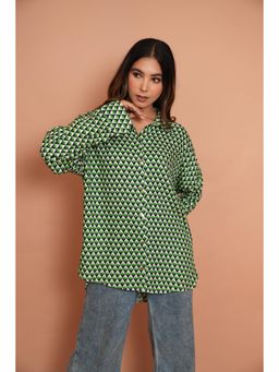 Rabnoor K Sethi - Green Printed Shirt