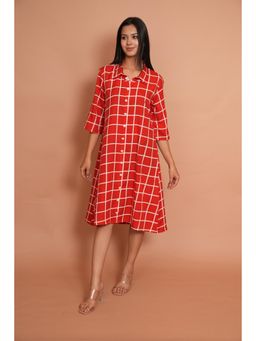 Rabnoor K Sethi - Red Checks Shirt Dress