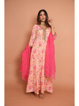 Rabnoor K Sethi - Blush Pink Anarkali with Pyjama and Dupatta (Set of 3)