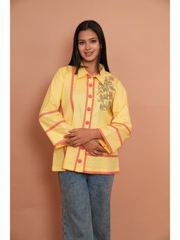 Rabnoor K Sethi - Lime Yellow Embroidered Shirt