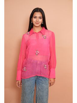 Rabnoor K Sethi - Pink Embroidered Top with Inner (Set of 2)