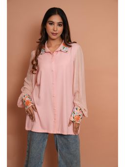 Rabnoor K Sethi - Powder Pink Embroidered Shirt