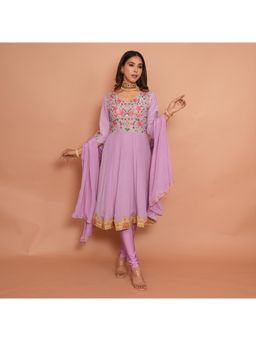 Rabnoor K Sethi - Lavender Anarkali with Churidar and Dupatta (Set of 3)