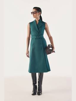 Néant - Teal Redefined Belted Trench Dress