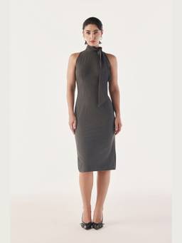 Néant - Black Tie Up Neck Bodycon Dress