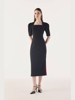 Néant - Black Statement Puff Sleeve Contour Dress