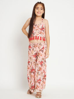 Readiprint - Crop Top Style Cotton Fabric Pink Top with Sharara (Set of 2)