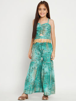 Readiprint - Crop Top Style Cotton Blue Top with Sharara (Set of 2)