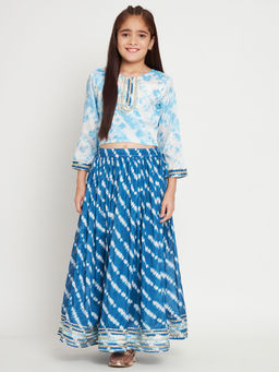 Readiprint - Straight Style Silk Fabric Blue Lehenga with Choli (Set of 2)