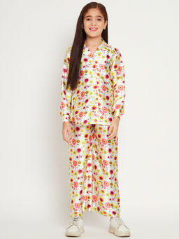 Readiprint - Girls Shirts Style Satin Fabric White Co-Ord (Set of 2)