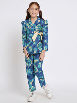 Readiprint - Girls A Line Shirts Style Cotton Fabric Blue Co-Ord (Set of 2)