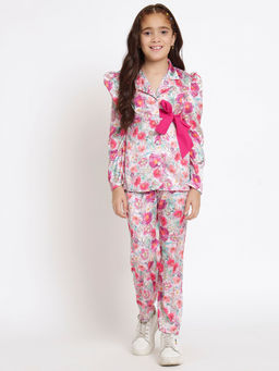 Readiprint - Girls Shirt Style Satin Silk Fabric Pink Co-Ord (Set of 2)