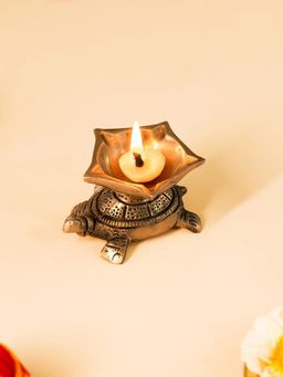 DecorTwist - Brass Tortoise Panchmukhi Diya for Pooja Room Home Temple