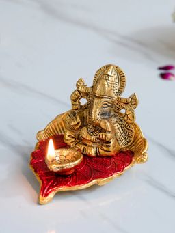 DecorTwist - Metal Ganesh Idol Diya Decorative Showpiece