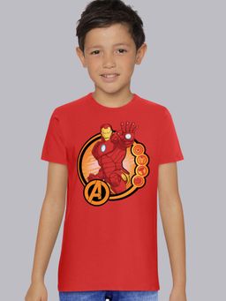 Kidsville - Iron Man Regular Fit Crew Neck Bright Red T-Shirt for Boys