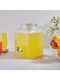 HomeTown - Fiesta Glass Cube Dispenser 5 Ltr In Transparent Colour