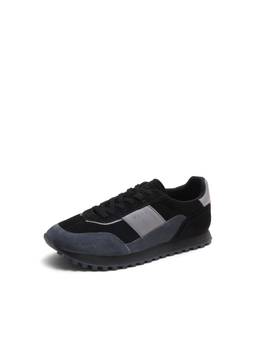 Rare Rabbit - RAREZ Dramz Mens Black Colorblock Leather Casual Sneakers