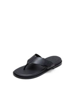 Rare Rabbit - Mens Finn Black Leather Sandals
