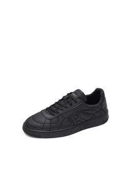 Rare Rabbit - Ragno 30 Mens Black Solid Micro Fiber Lace-Up Sneakers