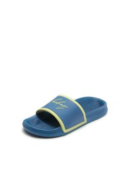 Rare Rabbit - Reff Mens Blue Typography Print Slip On Sliders