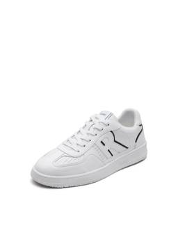 Rare Rabbit - Volt White Solid Micro Fiber Lace-Up Sneakers