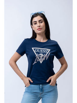 Guess - Women Blue Crew Neck Short Sleeves T-Shirt