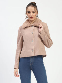 Madame - Beige Coat with Faux Fur Collar