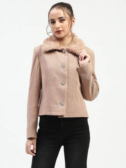 Madame - Beige Coat with Faux Fur Collar