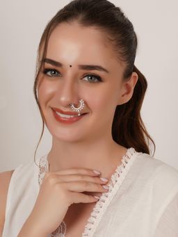 Mali Fionna - Silver Ad Stone Nose Ring For Women