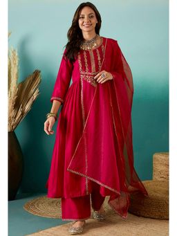 Gahan - Red Vichitra Zari Sequence Embroidered Kurta with Pant & Dupatta