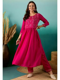 Gahan - Raani Pink Vichitra Thread Embroidered Kurta with Pant