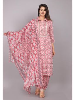 Gahan - Womens Cotton Pink Kurta with Salwar & Dupatta