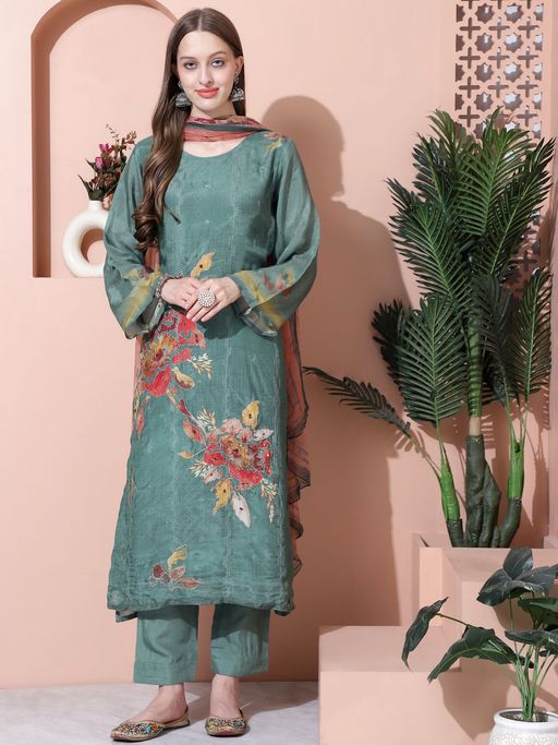 slim fit dress slacks Buy Juniper Green muslin boat neck knee length dress with ethnic print  Online At Low price main image 0