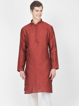 SG LEMAN - Men Maroon Kurta