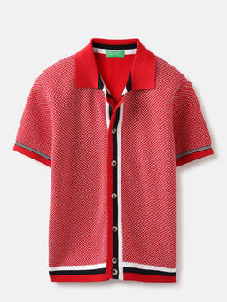 United Colors of Benetton - Regular Fit Spread Collar Textured Shirt