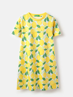 United Colors of Benetton - Regular Fit Round Neck Printed T Shirt Dress