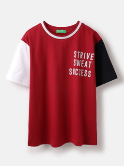 United Colors of Benetton - Boxy Fit Round Neck Colorblock T-Shirt