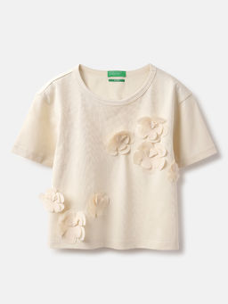 United Colors of Benetton - Boxy Fit Round Neck Applique T-Shirt