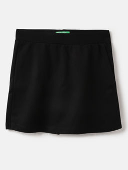 United Colors of Benetton - Black Solid Regular Fit Skort