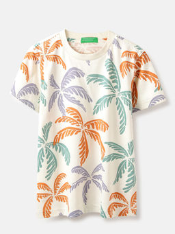 United Colors of Benetton - Regular Fit Round Neck Tropical T-Shirt