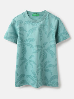 United Colors of Benetton - Regular Fit Round Neck Tropical T-Shirt
