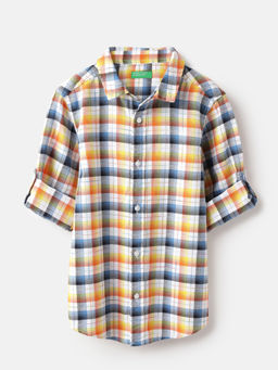 United Colors of Benetton - Regular Fit Spread Collar Madras Check Shirt