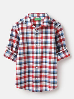 United Colors of Benetton - Regular Fit Spread Collar Madras Check Shirt