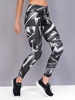Technosport - Black Printed Skinny Fit Tights