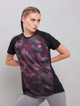 Technosport - Black Printed Slim Fit T-Shirt