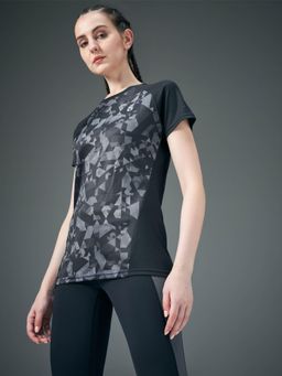 Technosport - Black Printed Slim Fit T-Shirt