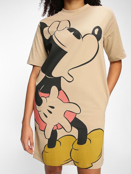 Buy Bewakoof Official Disney Women's Brown Mickey The Original Graphic  Printed Oversized T-shirt Dress Online