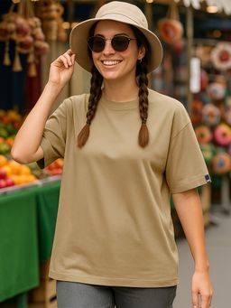 Bewakoof - Heavy Duty 1.0 Women's Ginger Root Brown Oversized T-shirt
