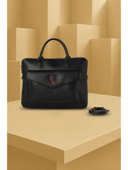 Allen Solly - Women Black Formal Handbag with Detachable Strap