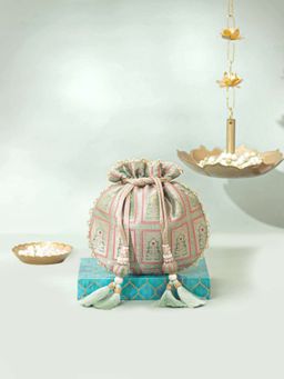 AMYRA - Green Vastra Pure Banarasi Silk Potli Bag